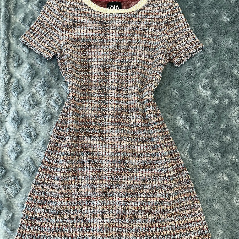 Zara Blue and White Sheath Mini Dress